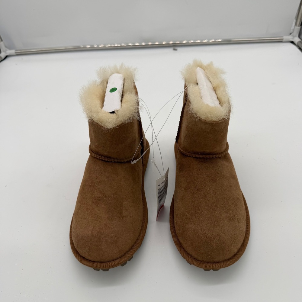Kirkland Signature Kids Shearling Boots Chestnut Brown Suede Size 2 NEW